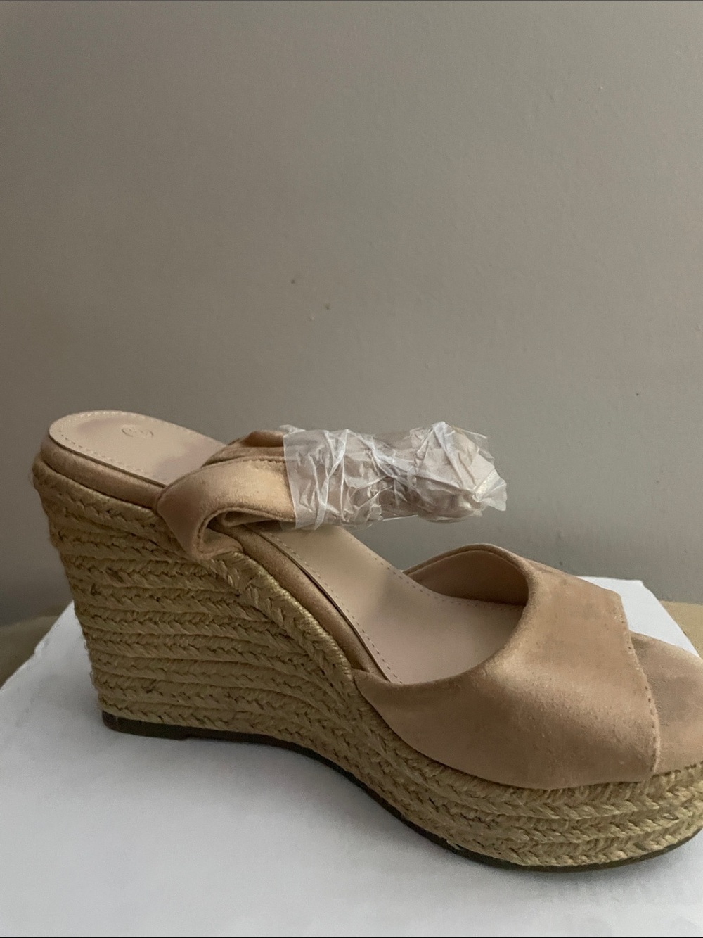 Women’s Suede Wedge Sandals in Beige
